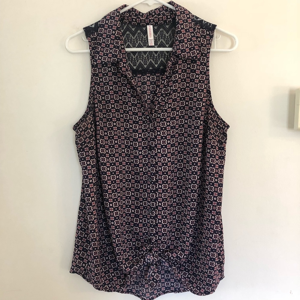 Blue and red tank top-tie front-size L